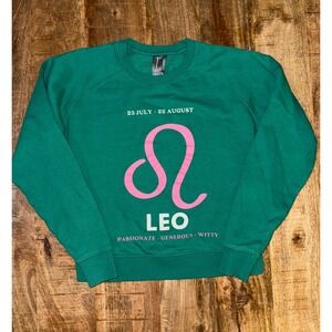 Anthropologie Leo Zodiac Sweatshirt Green Catherine O'Sullivan Graphic Pullover